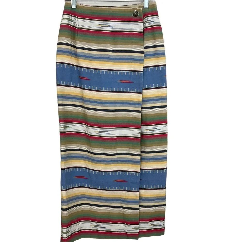 Painted Pony Denim Skirt Vest Set Womens S Aztec Southwestern Western Outfit VTG